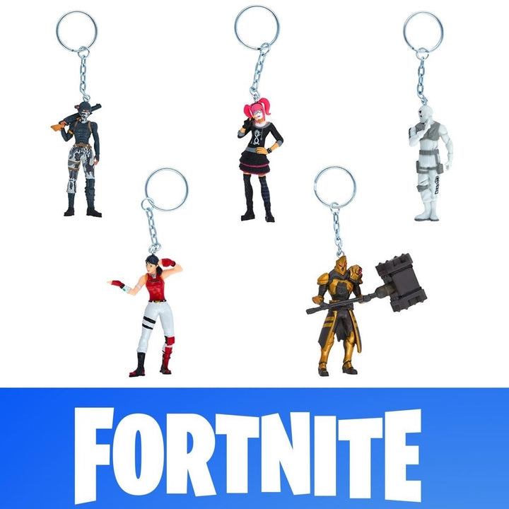 Fortnite Keychains 5pk Elite Agent Lace Scratch Scarlet Ultima Knight Gold PMI Image 1