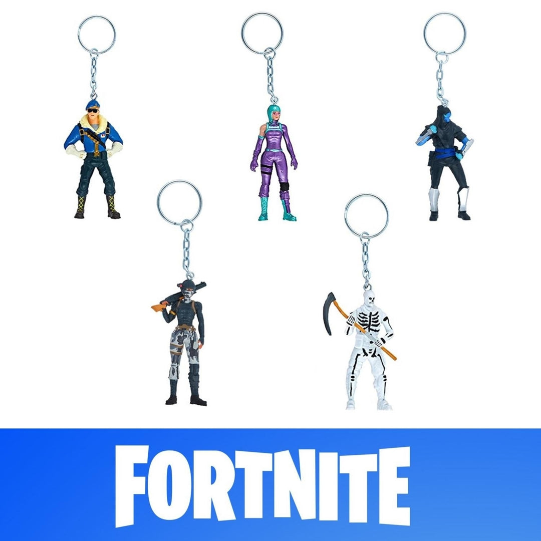 Fortnite Keychains 5pk Royale Bomber Skull Trooper Elite Agent PMI International Image 1