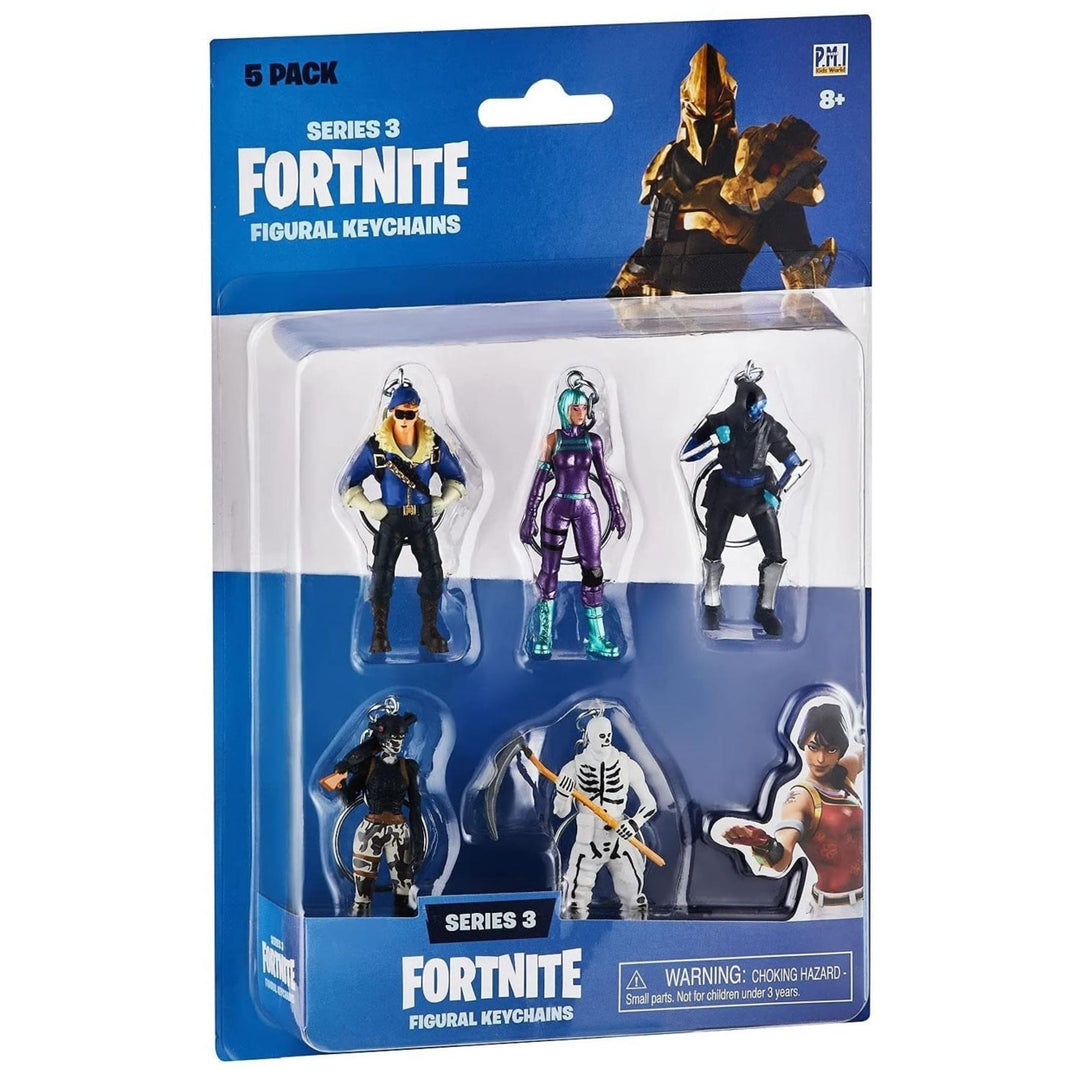 Fortnite Keychains 5pk Royale Bomber Skull Trooper Elite Agent PMI International Image 2