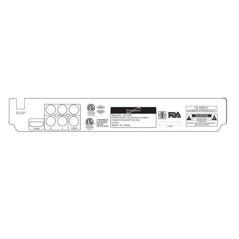 Supersonic 2.0 Channel DVD Player with HDMI Output (SC-20H) Image 2