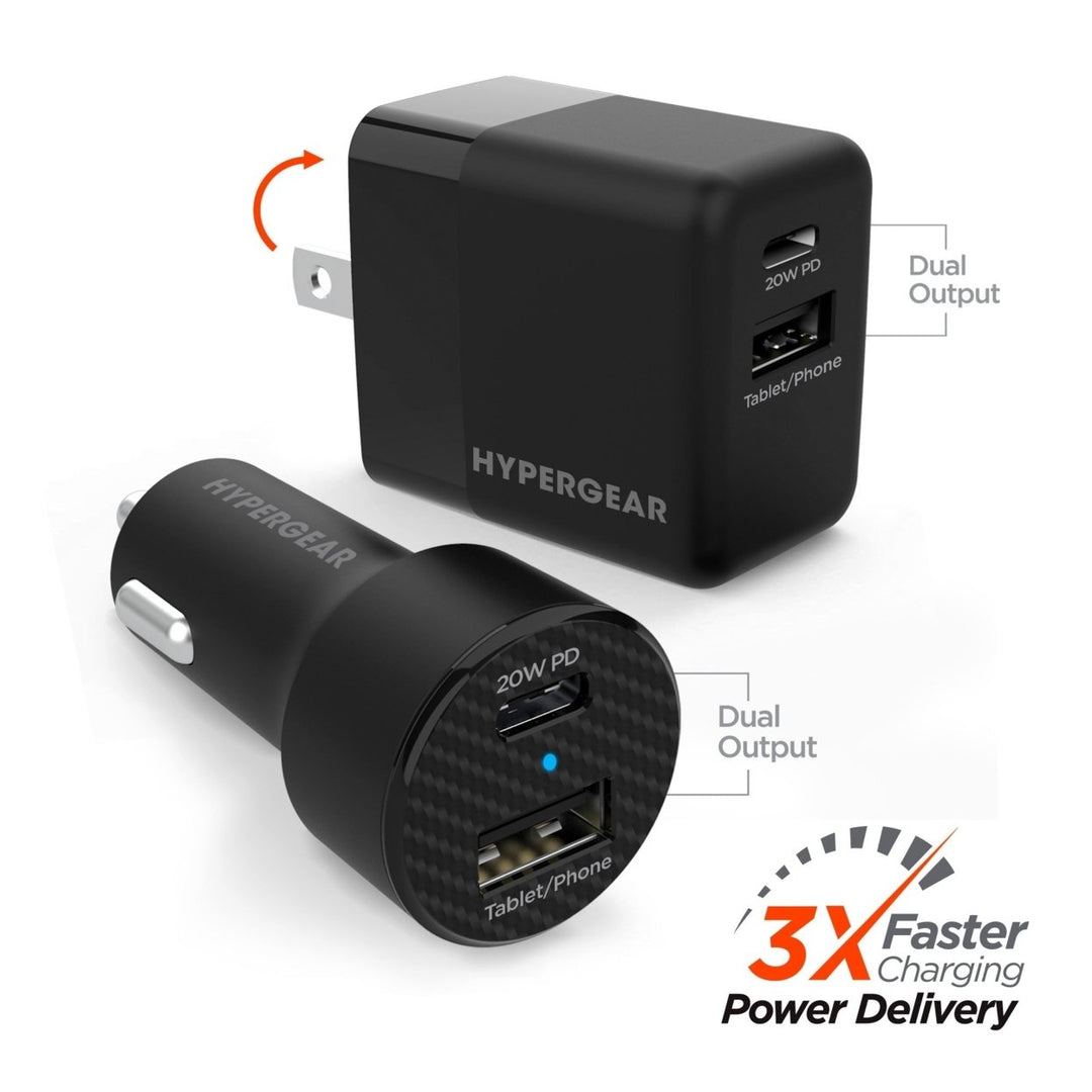 Hypergear Wall and Car Charger Bundle 20W USB-C PD and 12W USB Image 3