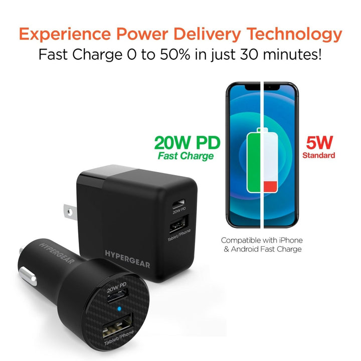 Hypergear Wall and Car Charger Bundle 20W USB-C PD and 12W USB Image 7