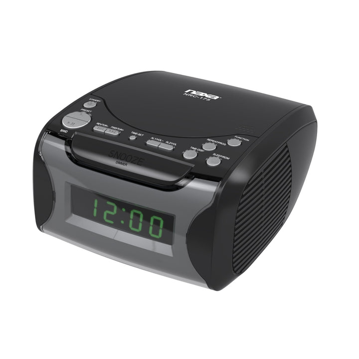 Naxa Dual Alarm Clock Radio CD Player USB Charge Port NRC-175 Large Display Image 2