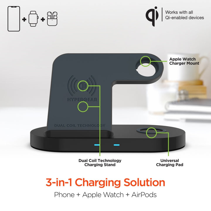 Hypergear 3-in-1 Wireless Charging Dock Black (15328-HYP) Image 2