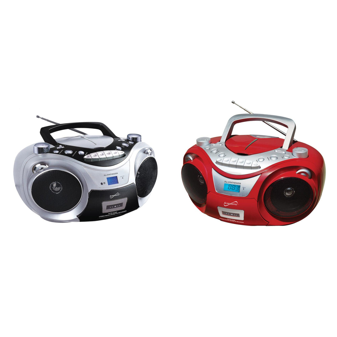 Supersonic Portable Bluetooth Audio System SC-739BT Top Loading CD Player Red/Silver Image 1