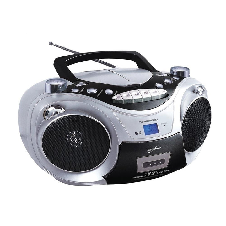 Supersonic Portable Bluetooth Audio System SC-739BT Top Loading CD Player Red/Silver Image 3