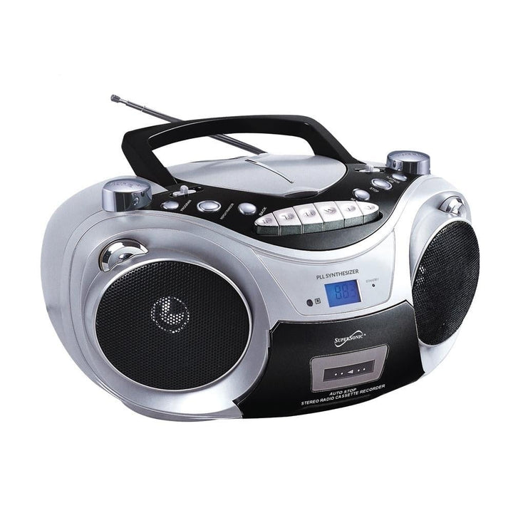 Supersonic Portable Bluetooth Audio System SC-739BT Top Loading CD Player Red/Silver Image 1