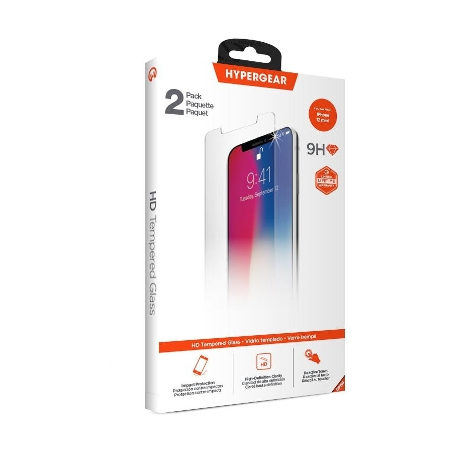 HyperGear HD Tempered Glass for iPhone 12 Mini - 2pk (15399-HYP) Image 8