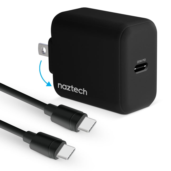 Naztech 20W PD Wall Charger + USB-C to USB-C 4ft Cbl BLK (15397-HYP) Image 1