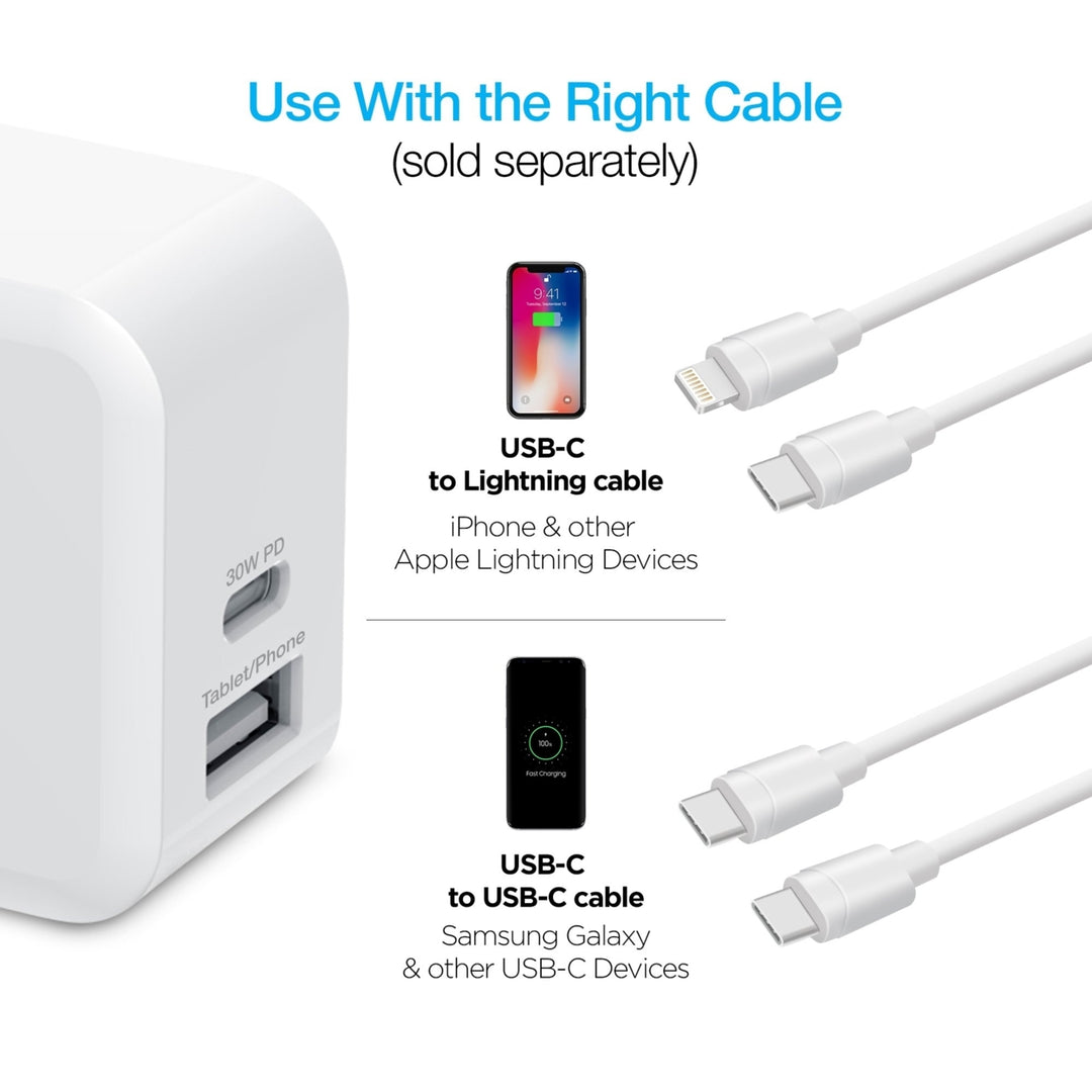 Naztech 30W USB-C PD Dual Output Fast Wall Charger White Image 8