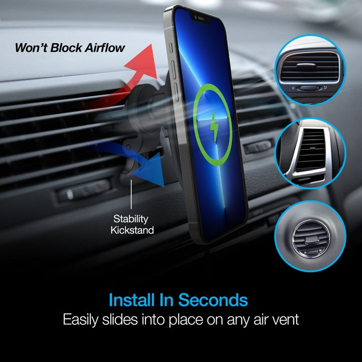 Naztech MagLock 15W Wireless Charging Vent Mount Black (15448-HYP) Image 6