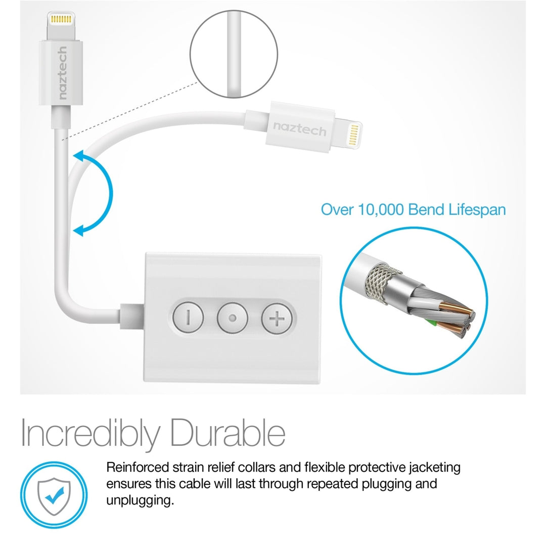 Naztech MFI Lightning to 3.5mm Audio + Charging Adapter White (14596-HYP) Image 4