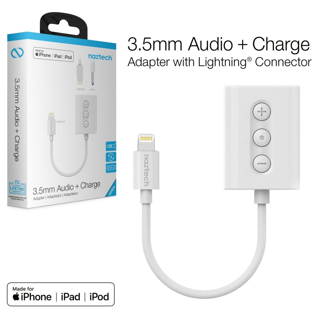 Naztech MFI Lightning to 3.5mm Audio + Charging Adapter White (14596-HYP) Image 8