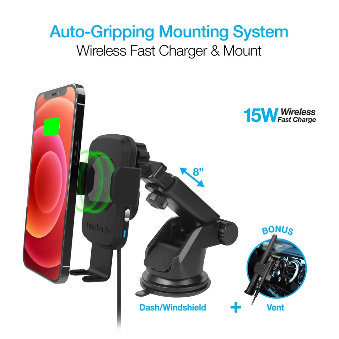 Naztech Smart Grip Wireless Charging Car Mount Black (15425-HYP) Image 2