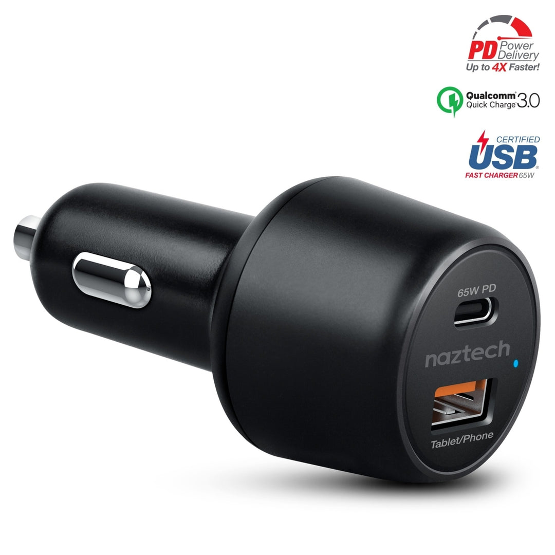 Naztech SpeedMax65 PD65W + QC3 Car Charger Black (15485-HYP) Image 1