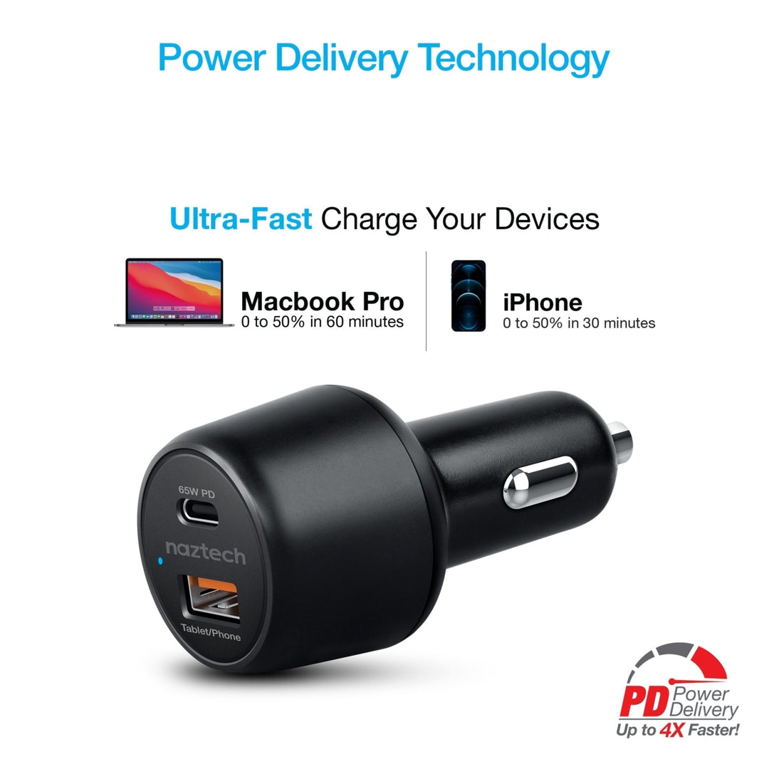 Naztech SpeedMax65 PD65W + QC3 Car Charger Black (15485-HYP) Image 4