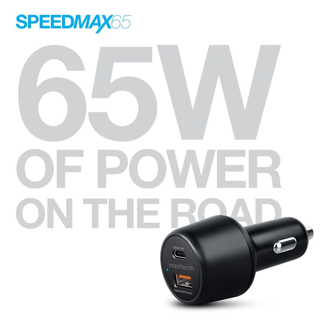 Naztech SpeedMax65 PD65W + QC3 Car Charger Black (15485-HYP) Image 10