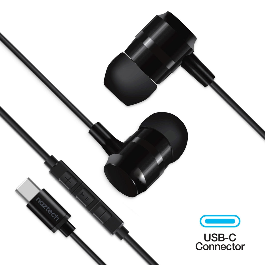 Naztech USB-C Metal Earphones Black (15262-HYP) Image 1