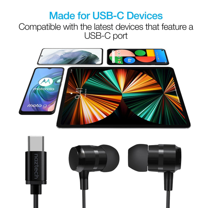 Naztech USB-C Metal Earphones Black (15262-HYP) Image 2