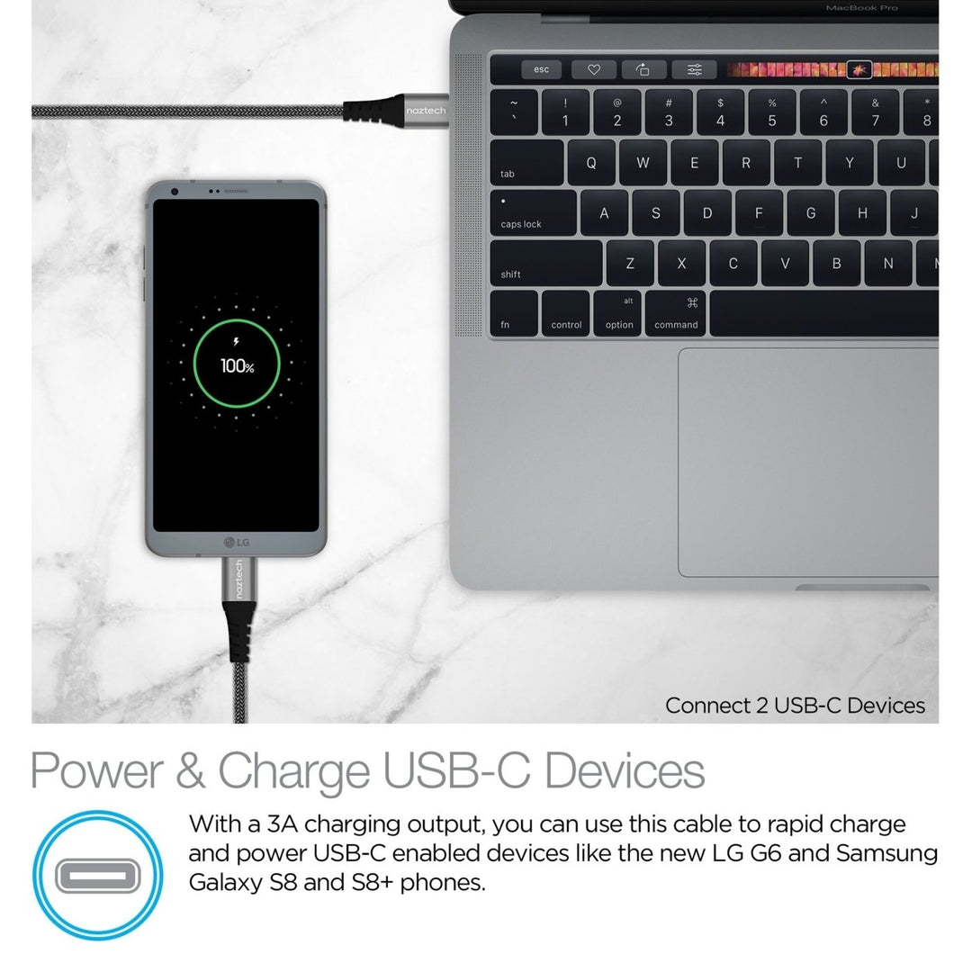 Naztech USB-C to USB-C 2.0 Charge and Sync Cable 4ft Braided (13852-HYP) Image 4