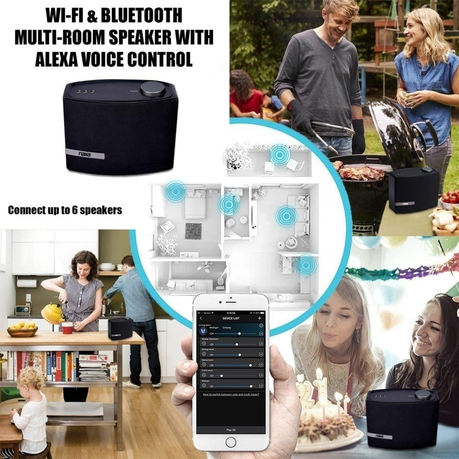 Naxa Wi-Fi and Bluetooth Multi-Room Speaker with Amazon Alexa Voice Control (NAS-5001) Image 4