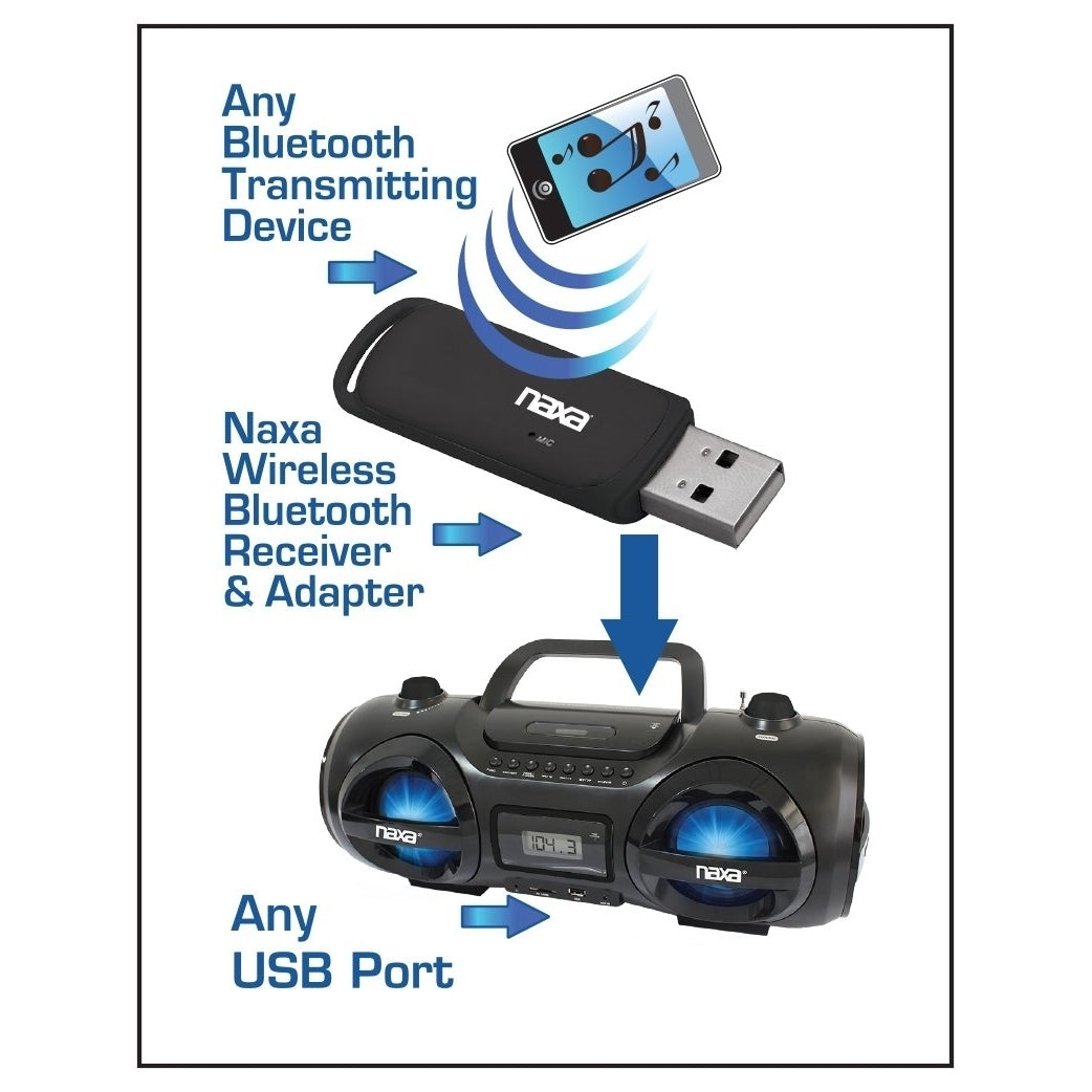 Naxa NAB-4003 Wireless Bluetooth Audio Adapter for USB Connectors Black Image 2