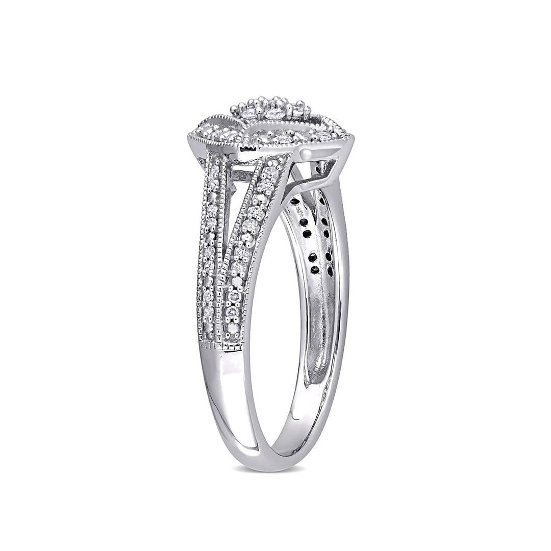 1/4 Carat (ctw H-I I2-I3) Diamond Engagement Cluster Ring in 10K White Gold Image 4