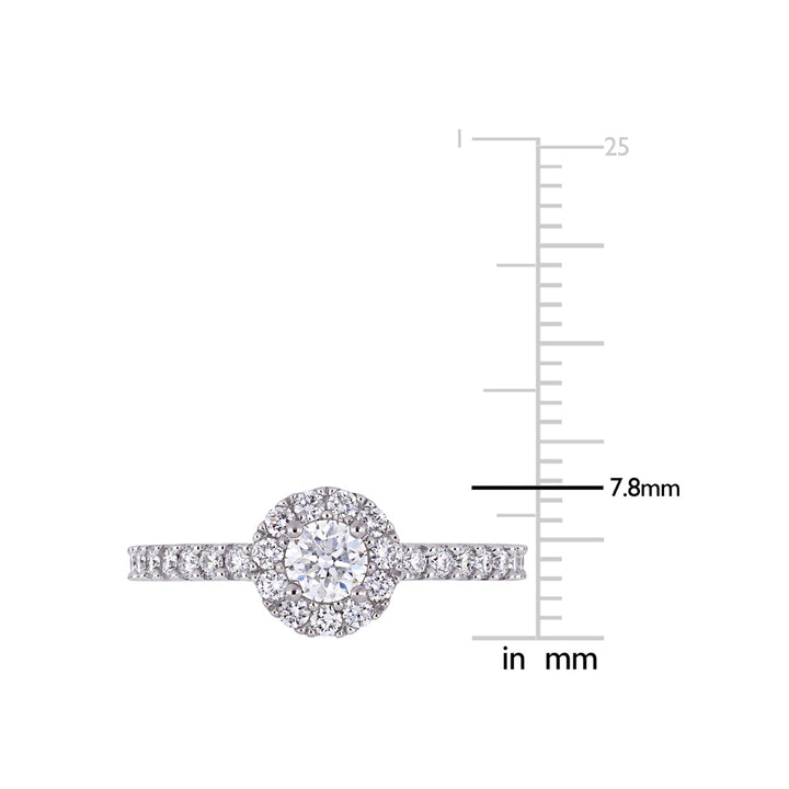 1.00 Carat (ctw I1-I2H-I) Diamond Halo Engagement Ring in 14k White Gold Image 2
