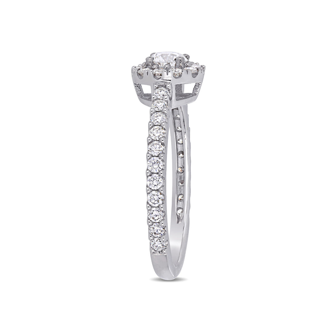 1.00 Carat (ctw I1-I2H-I) Diamond Halo Engagement Ring in 14k White Gold Image 4