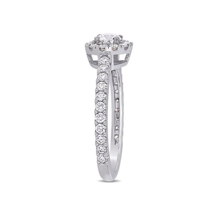 1.00 Carat (ctw I1-I2H-I) Diamond Halo Engagement Ring in 14k White Gold Image 4