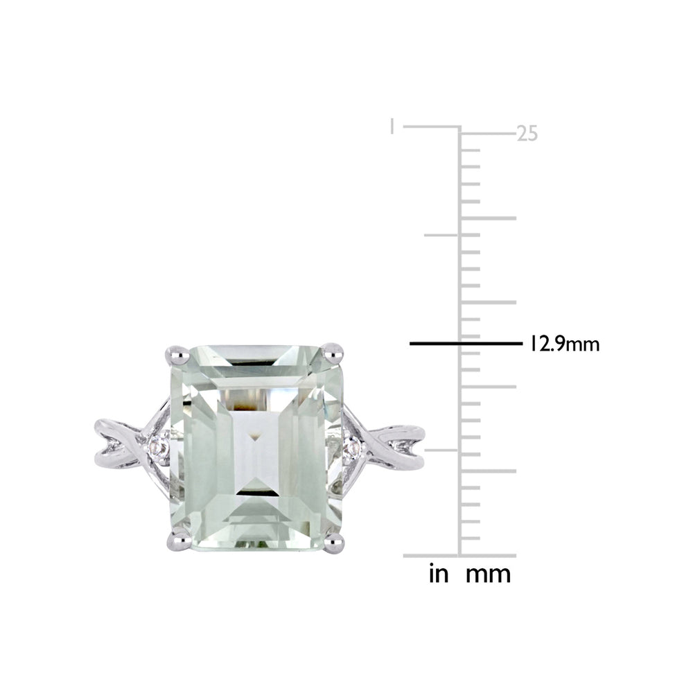 5 5/8 Carat (ctw) Emerald-Cut Green Amethyst Ring in Sterling Silver Image 2