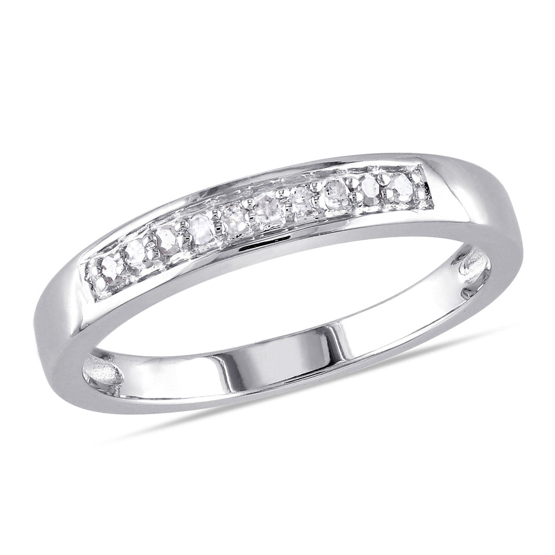 1/10 Carat (ctw G-H-II2-I3) Diamond Wedding Band Ring in Sterling Silver Image 1