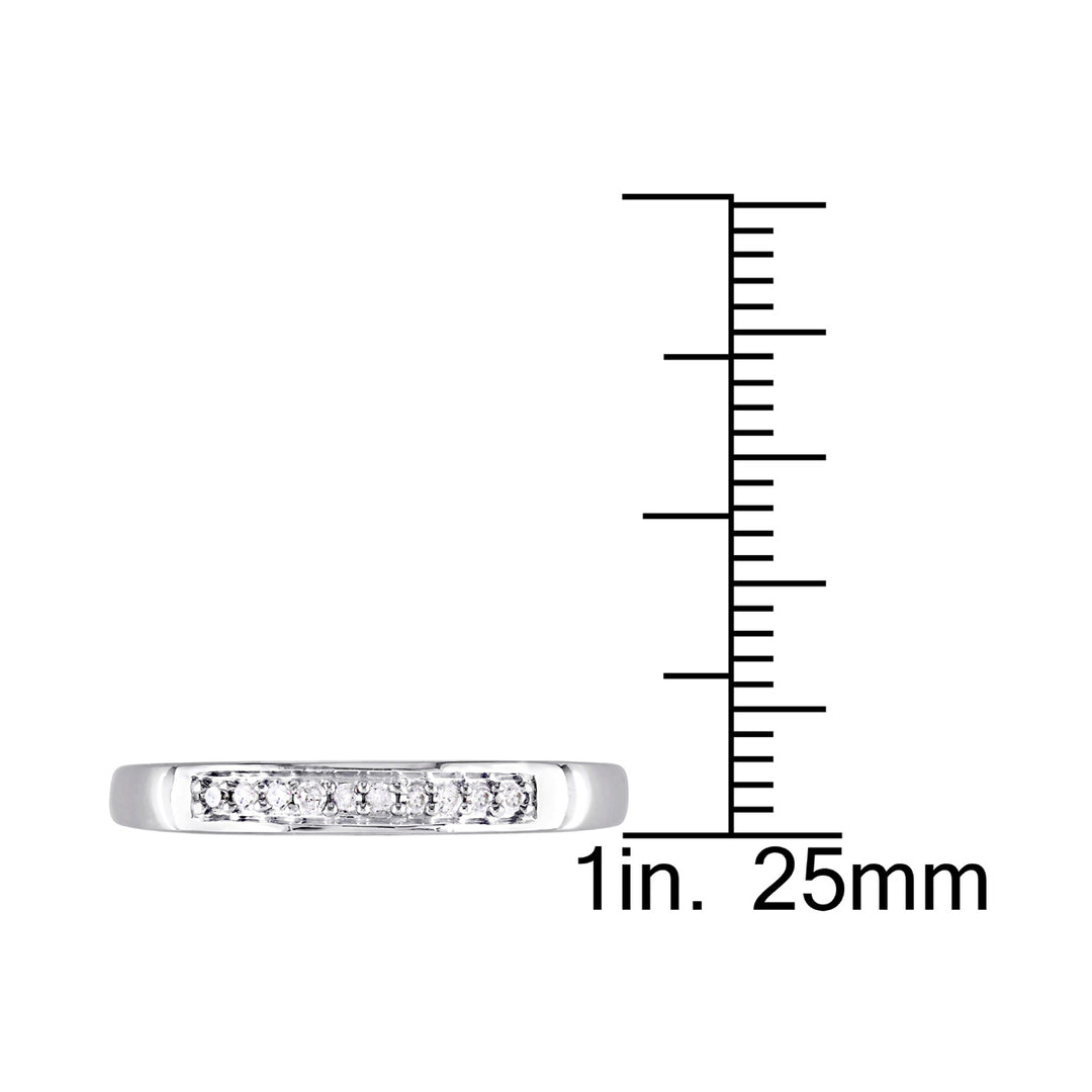 1/10 Carat (ctw G-H-II2-I3) Diamond Wedding Band Ring in Sterling Silver Image 2