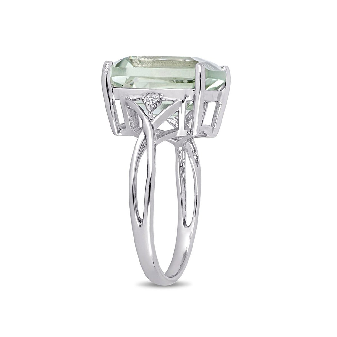 5 5/8 Carat (ctw) Emerald-Cut Green Amethyst Ring in Sterling Silver Image 4