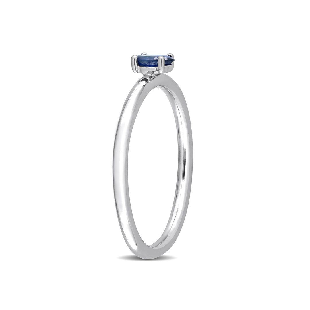 1/3 Carat (ctw) Blue Sapphire Solitaire Ring in 10K White Gold Image 3