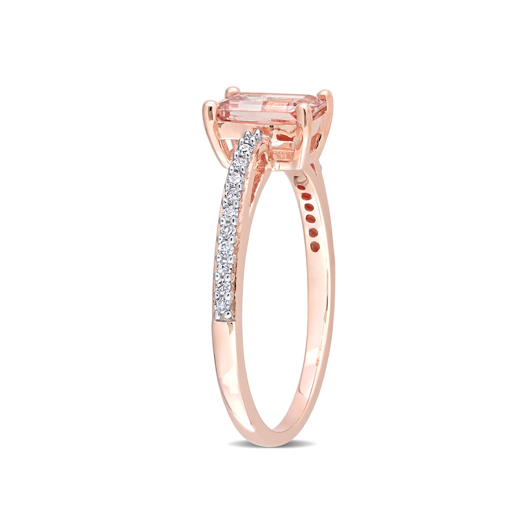 7/8 Carat (ctw) Morganite Ring in 10K Rose Pink Gold with Diamonds Image 4
