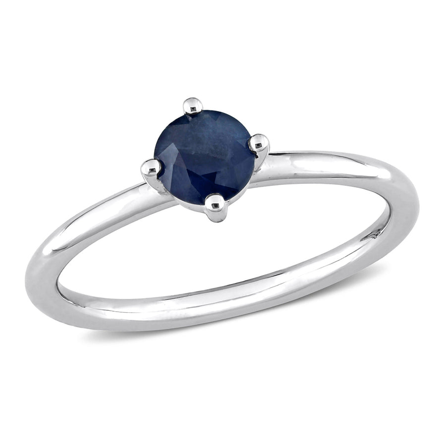 5/8 Carat (ctw) Blue Sapphire Solitaire Ring in 10K White Gold Image 1