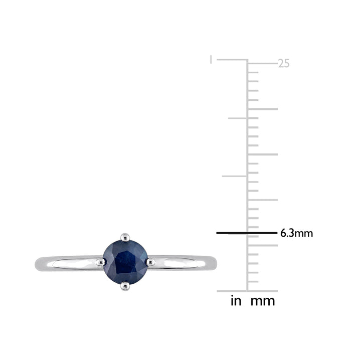 5/8 Carat (ctw) Blue Sapphire Solitaire Ring in 10K White Gold Image 3