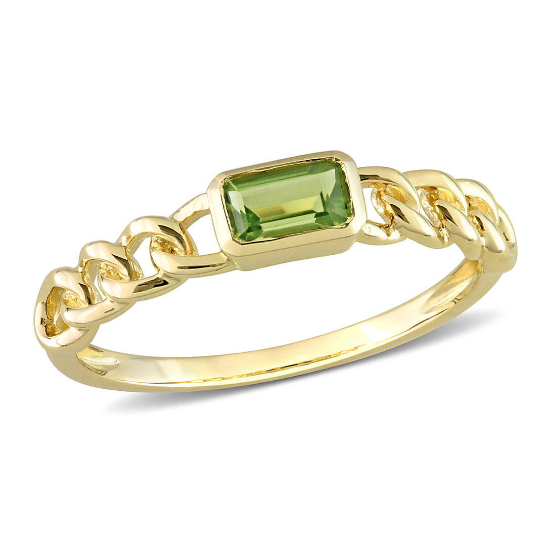 1/3 Carat (ctw) Peridot Link Ring in 10K Yellow Gold Image 1