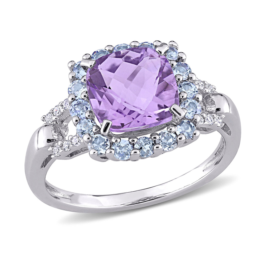 2.30 Carat (ctw) Amethyst and Tanzanite Ring in Sterling Silver Image 1