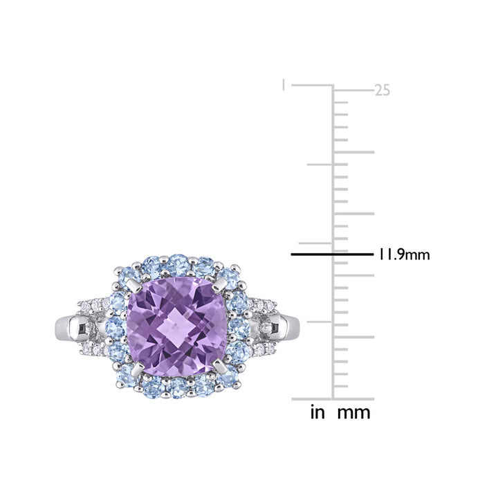 2.30 Carat (ctw) Amethyst and Tanzanite Ring in Sterling Silver Image 2