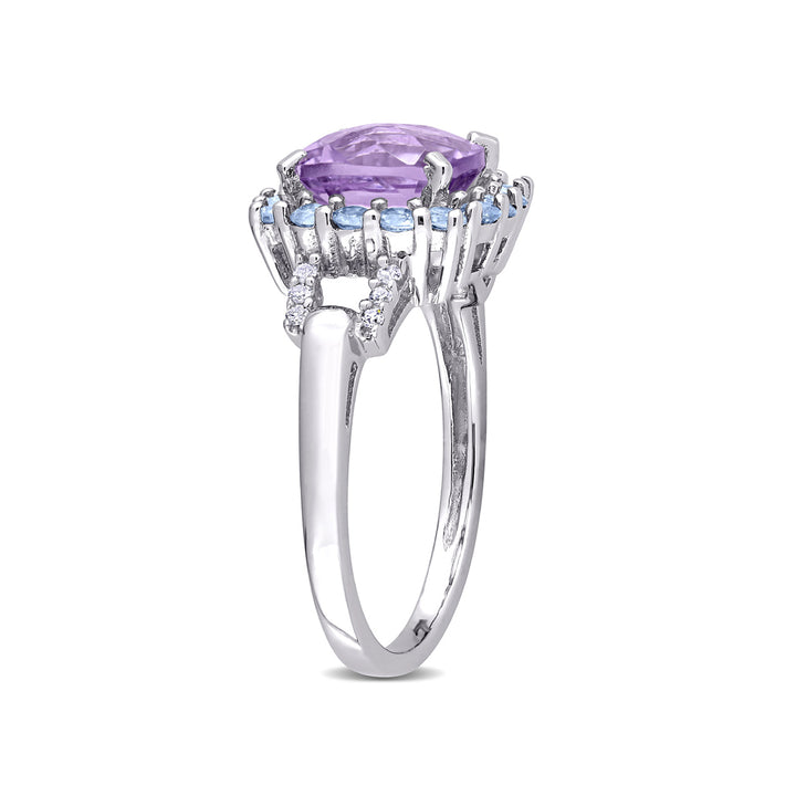 2.30 Carat (ctw) Amethyst and Tanzanite Ring in Sterling Silver Image 3