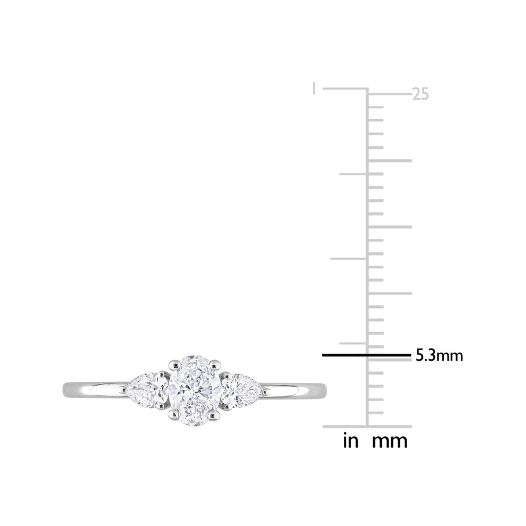 1/2 Carat (ctw H-II1-I2) Three-Stone Diamond Engagement Ring in 14K White Gold Image 2