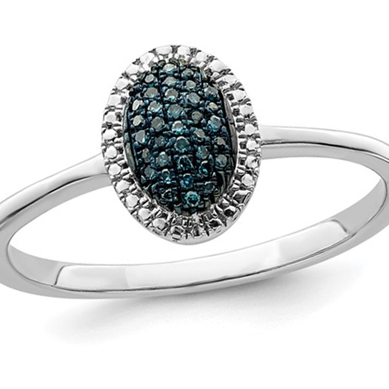 1/10 Carat (ctw) Blue Diamond Cluster Ring in Sterling Silver Image 1