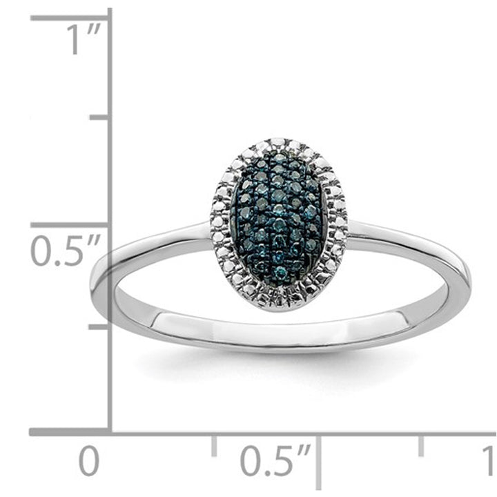 1/10 Carat (ctw) Blue Diamond Cluster Ring in Sterling Silver Image 4