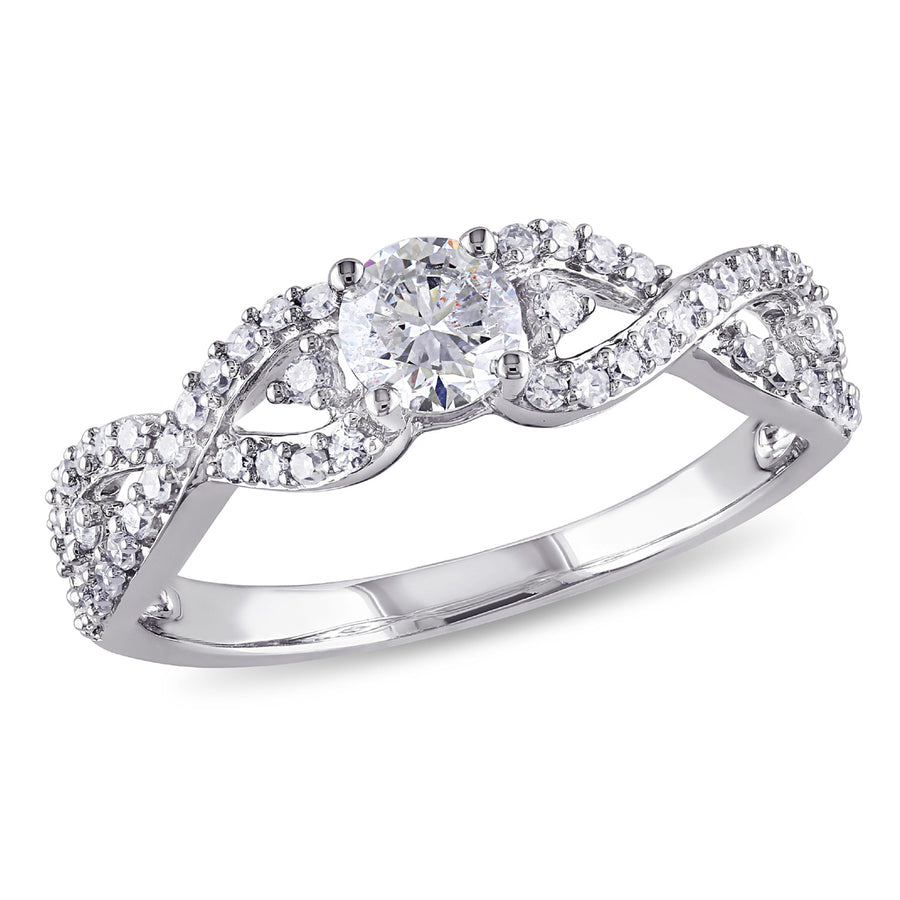 5/8 Carat (ctw H-II1-I2) Diamond Twist Engagement Ring in 14K White Gold Image 1