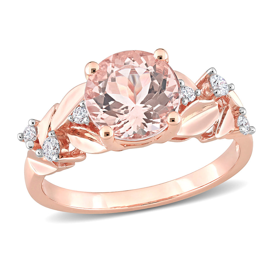 1.75 Carat (ctw) Morganite Floral Ring in 10K Rose Pink Gold with Diamonds Image 1