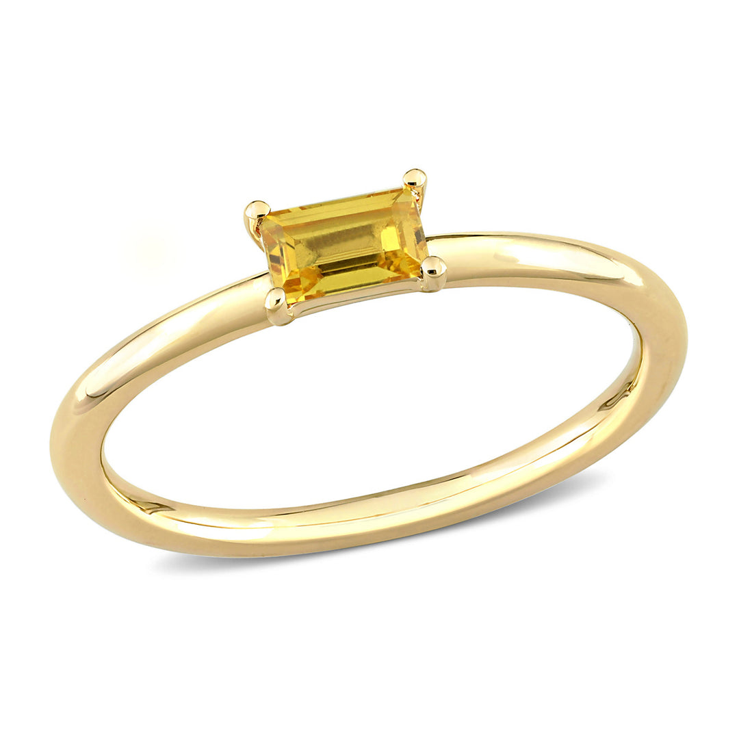 1/3 Carat (ctw) Yellow Sapphire Solitaire Baguette Ring in 10K Yellow Gold Image 1