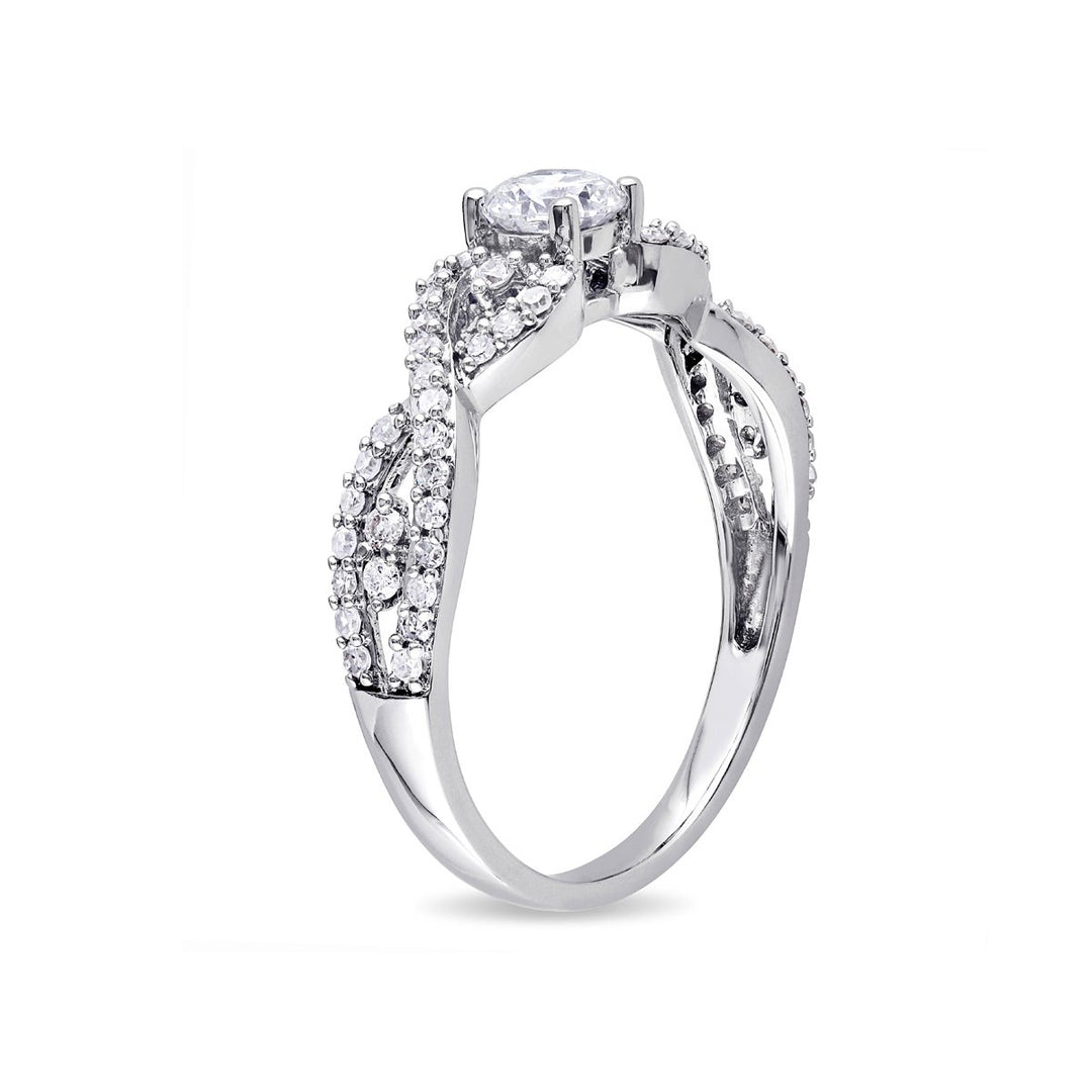 5/8 Carat (ctw H-II1-I2) Diamond Twist Engagement Ring in 14K White Gold Image 3