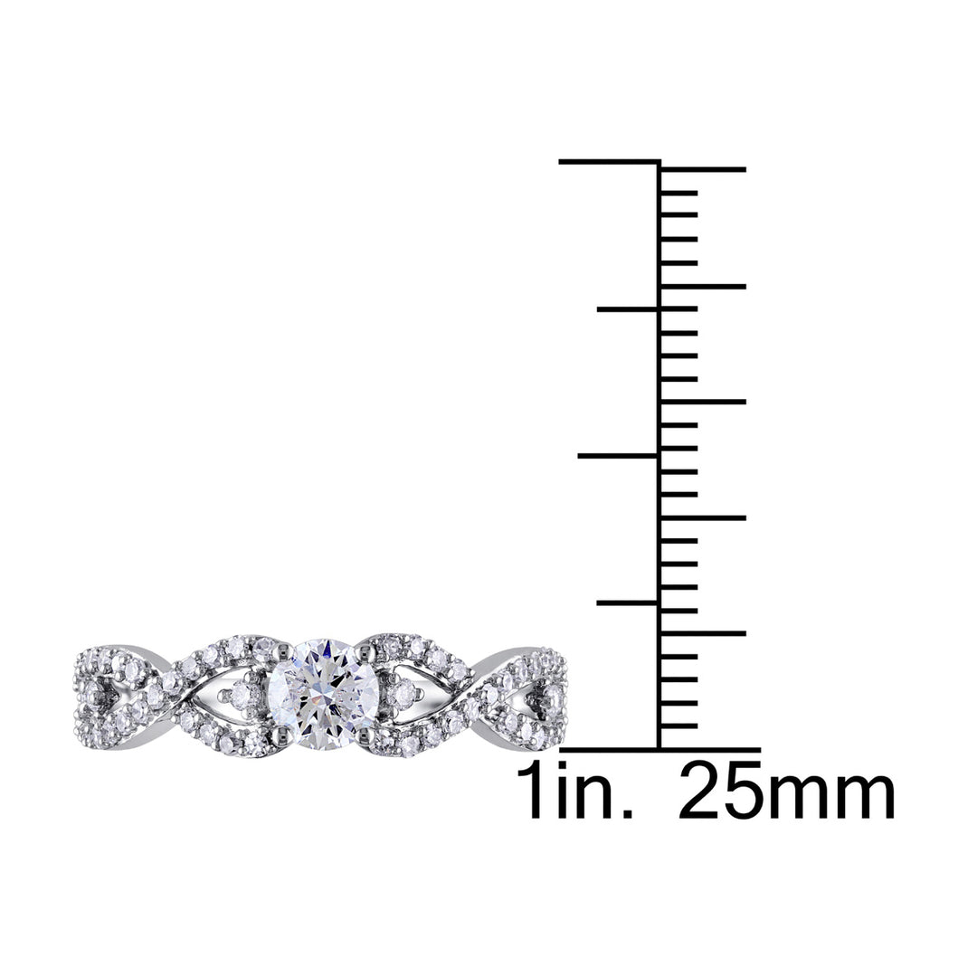 5/8 Carat (ctw H-II1-I2) Diamond Twist Engagement Ring in 14K White Gold Image 4